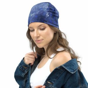 Blue Watercolor Music Notes Beanie - all over print beanie white left front e - Shujaa Designs