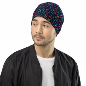 Colorful Music Notes Beanie - all over print beanie white left front cbb - Shujaa Designs