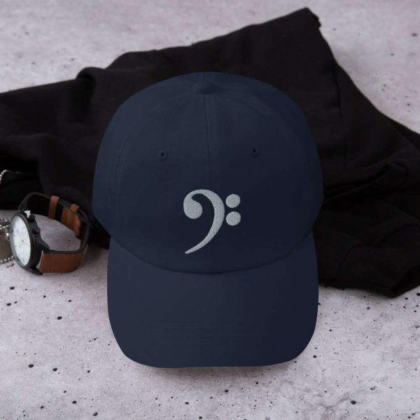 Bass Clef Dad hat (personalizable) - classic dad hat navy front b b b - Shujaa Designs