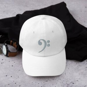 Bass Clef Dad hat (personalizable) - classic dad hat white front b b - Shujaa Designs