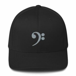 Bass Clef Structured Twill Cap - closed back structured cap black front b e c - Shujaa Designs