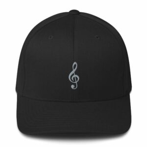 Treble Clef Structured Twill Cap - closed back structured cap black front b a a d - Shujaa Designs