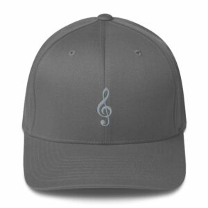 Treble Clef Structured Twill Cap - closed back structured cap grey front b a af - Shujaa Designs