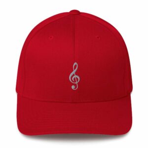Treble Clef Structured Twill Cap - closed back structured cap red front b a aaa - Shujaa Designs