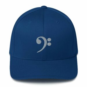Bass Clef Structured Twill Cap - closed back structured cap royal blue front b e - Shujaa Designs