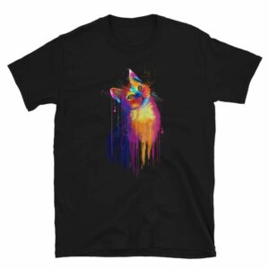 Colorful Hand Drawn Cat Unisex T-Shirt - unisex basic softstyle t shirt black front e c e - Shujaa Designs