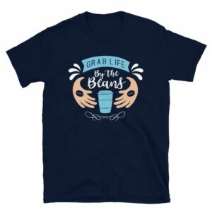 Grab Life By the Beans - unisex basic softstyle t shirt navy front a b af - Shujaa Designs