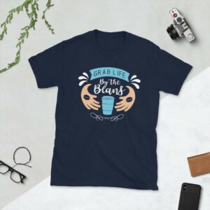 Grab Life By the Beans - unisex basic softstyle t shirt navy front a b b - Shujaa Designs