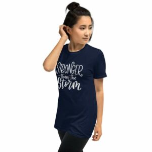 Stronger Than the Storm - unisex basic softstyle t shirt navy left front b bcd - Shujaa Designs