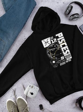 Pisces Unisex Hoodie - unisex heavy blend hoodie black front ddff d - Shujaa Designs