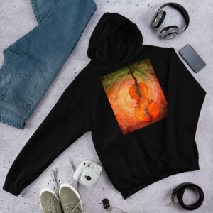 Surreal Cello - unisex heavy blend hoodie black front dbe f - Shujaa Designs