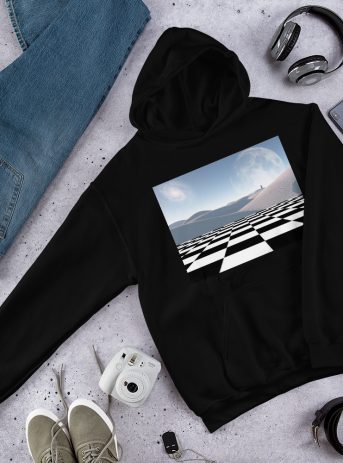 Planet of Dreams - unisex heavy blend hoodie black front f - Shujaa Designs