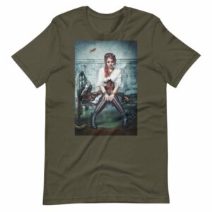 Steampunk Maiden - unisex staple t shirt army front dded f - Shujaa Designs
