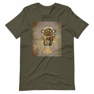 Steampunk Owl - unisex staple t shirt army front bac - Shujaa Designs