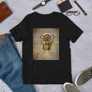 Steampunk Owl - unisex staple t shirt black front bac cb - Shujaa Designs