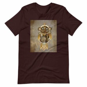 Steampunk Owl - unisex staple t shirt oxblood black front bac dd - Shujaa Designs