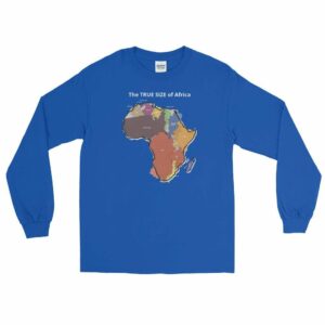 The TRUE SIZE of Africa Long Sleeve Shirt - mens long sleeve shirt royal front - Shujaa Designs