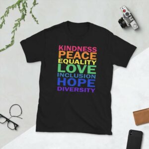 Kindness Peace - unisex basic softstyle t shirt black front a ec - Shujaa Designs