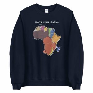 The TRUE SIZE of Africa Sweatshirt - unisex crew neck sweatshirt navy front bcedfbfcc - Shujaa Designs