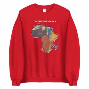 The TRUE SIZE of Africa Sweatshirt - unisex crew neck sweatshirt red front bcedfc - Shujaa Designs