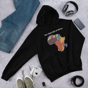 The TRUE SIZE of Africa Hoodie - unisex heavy blend hoodie black front d ba a - Shujaa Designs