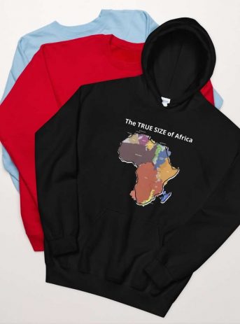 The TRUE SIZE of Africa Hoodie - unisex heavy blend hoodie black front d ba eb - Shujaa Designs