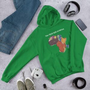 The TRUE SIZE of Africa Hoodie - unisex heavy blend hoodie irish green front d be ea - Shujaa Designs