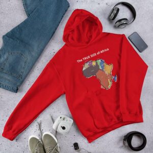The TRUE SIZE of Africa Hoodie - unisex heavy blend hoodie red front d bbd - Shujaa Designs
