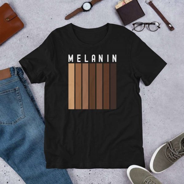Melanin - unisex staple t shirt black front c - Shujaa Designs