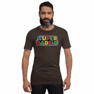 Super Daddio - unisex staple t shirt brown front a e e - Shujaa Designs