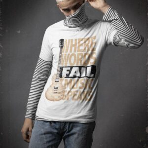 Music Speaks Unisex T-Shirt - bella canvas t shirt mockup of a man wearing a grunge inspired look m - Shujaa Designs