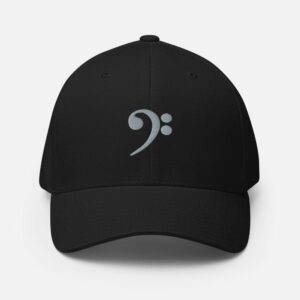 Bass Clef Structured Twill Cap - closed back structured cap black front cc - Shujaa Designs