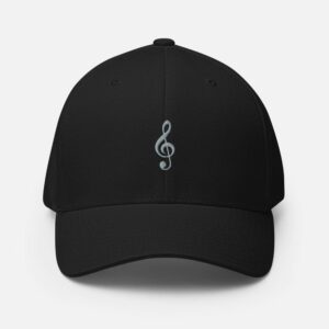Treble Clef Structured Twill Cap - closed back structured cap black front d b d - Shujaa Designs