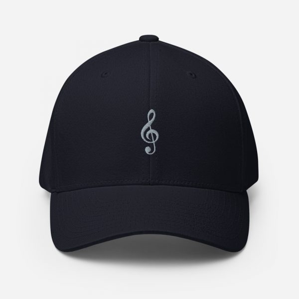 Treble Clef Structured Twill Cap - closed back structured cap dark navy front d adec - Shujaa Designs
