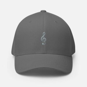 Treble Clef Structured Twill Cap - closed back structured cap grey front d c - Shujaa Designs