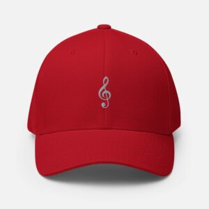 Treble Clef Structured Twill Cap - closed back structured cap red front d be - Shujaa Designs