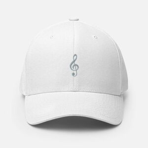 Treble Clef Structured Twill Cap - closed back structured cap white front d cd - Shujaa Designs