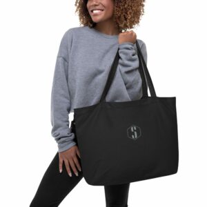 Large organic tote bag - large eco tote black front a ab f - Shujaa Designs