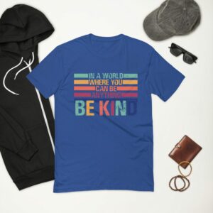 Be Kind Short Sleeve T-shirt - mens fitted t shirt royal blue front c e - Shujaa Designs