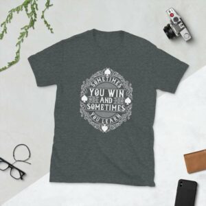 Some Time You Win Sometime You Learn – Motivational Typography Design Short-Sleeve Unisex T-Shirt - unisex basic softstyle t shirt dark heather front af cd ff - Shujaa Designs