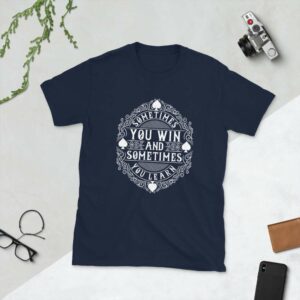 Some Time You Win Sometime You Learn – Motivational Typography Design Short-Sleeve Unisex T-Shirt - unisex basic softstyle t shirt navy front af cd - Shujaa Designs