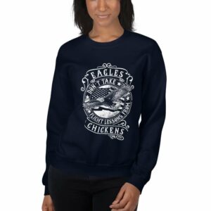 Eagles Don’t Take Lesson From Chickens – Motivational Typography Design Unisex Sweatshirt - unisex crew neck sweatshirt navy front afedd f - Shujaa Designs