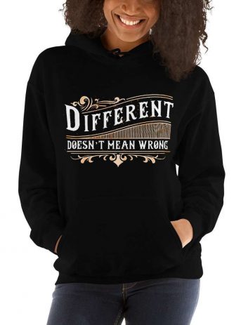 Different Doesn’t Mean Wrong Difficult Roads Often Lead To Beautiful Destination – Motivational Typography Design Unisex Hoodie - unisex heavy blend hoodie black front b cb - Shujaa Designs