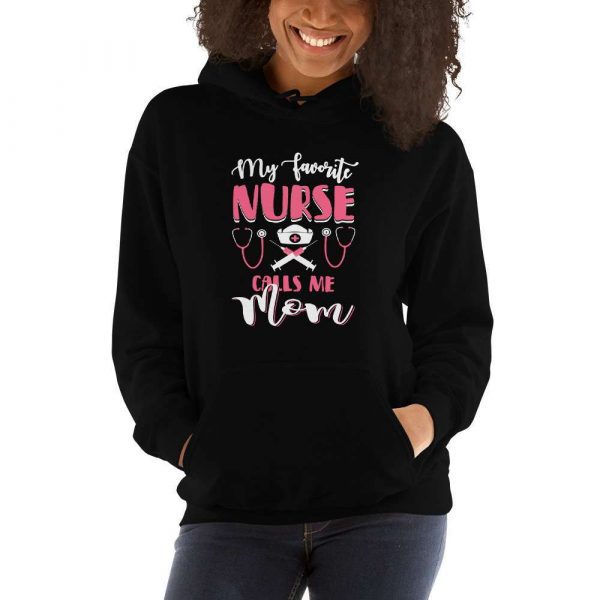 My Favorite Nurse Calls Me Mom – Nurse Designs Unisex Hoodie - unisex heavy blend hoodie black front b - Shujaa Designs