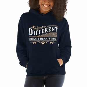 Different Doesn’t Mean Wrong Difficult Roads Often Lead To Beautiful Destination – Motivational Typography Design Unisex Hoodie - unisex heavy blend hoodie navy front b - Shujaa Designs