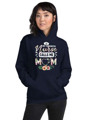 My Favorite Nurse Calls Me Mom – Nurse Designs Unisex Hoodie - unisex heavy blend hoodie navy front b c f c - Shujaa Designs