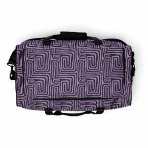 Purple Geometric Print Duffle bag - all over print duffle bag white top c f ca bc - Shujaa Designs