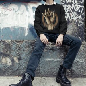 Guitar Hand Unisex Heavy Blend™ Sweatshirt - sweatshirt mockup featuring an e boy sitting against a graffiti wall m - Shujaa Designs