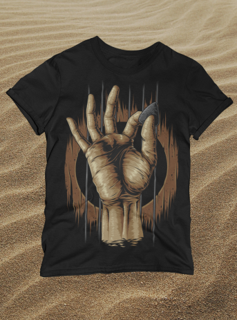 Guitar Hand Unisex Jersey Short Sleeve Tee - transparent t shirt mockup featuring some leaves in the background - Shujaa Designs