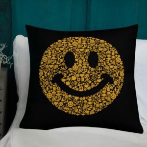 Smiley Premium Pillow - all over print premium pillow x front lifestyle a e - Shujaa Designs
